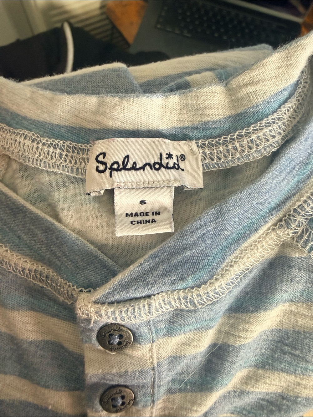 Splendid Blue and White Striped Short Sleeve Tee